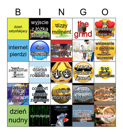 dzień powszedni bingo Card