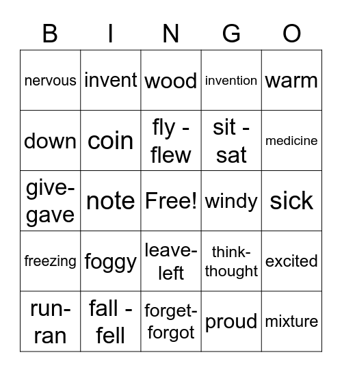 unit 6foggy Bingo Card