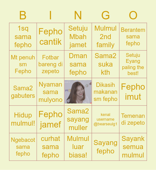 Bingo fephoo Bingo Card