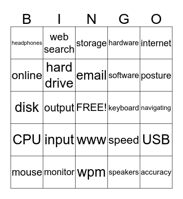 Beginning Computer Bingo Card