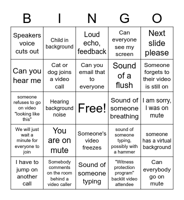 Conference Call Bingo Card