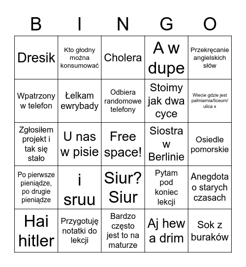 Budzikowe Bingo Card