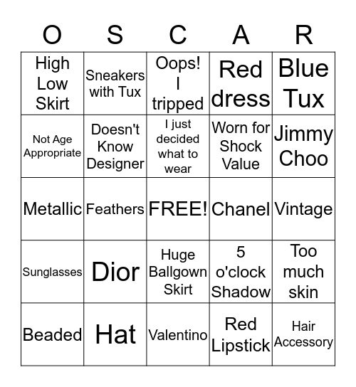 RED CARPET BINGO Card