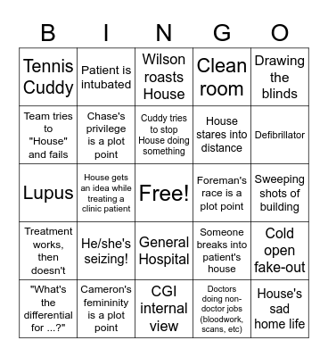 M&B TV Bingo Card