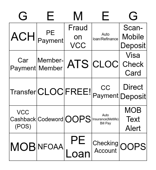 GEM (Ask that Question?) Bingo Card