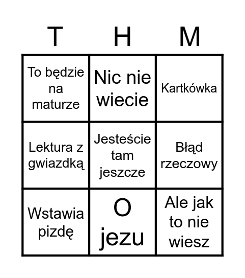 Grochulska Bingo Card