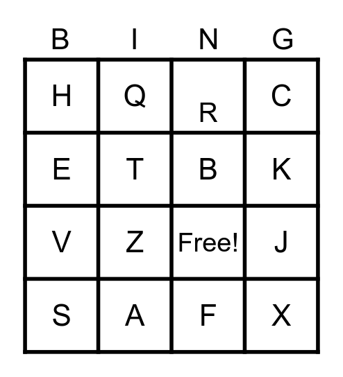 Alphabet Bingo Card