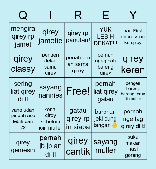 Qirey's Bingo Card