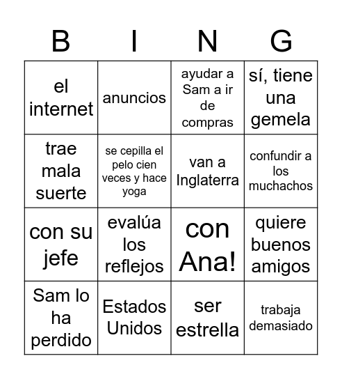 Extr@ general Bingo Card
