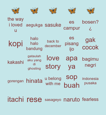 sosososohee Bingo Card