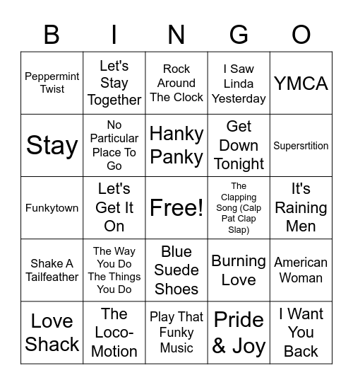 Misc. Hits 2 Bingo Card