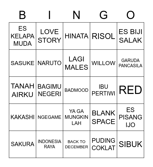 JIEQIONG Bingo Card