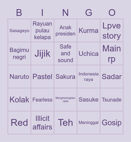 Hi Bingo Card