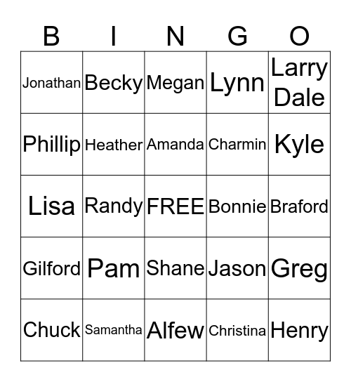 Winningham Bingo Card