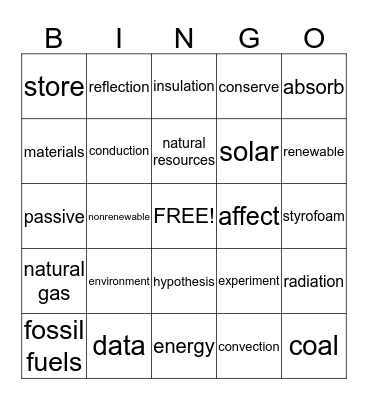 Science Bingo Card