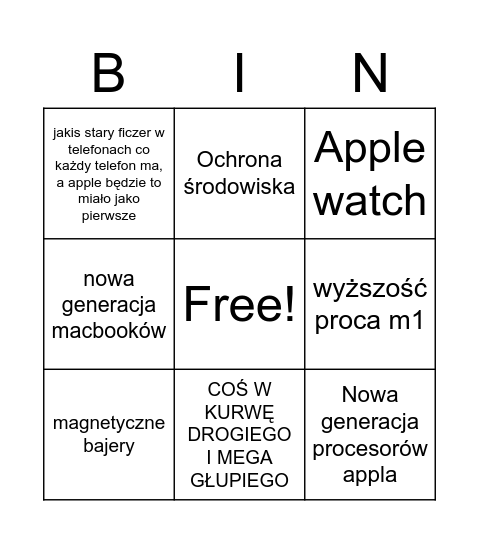 Applowskie Bingo! Bingo Card