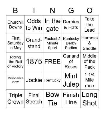 KENTUCKY DERBY BINGO Card