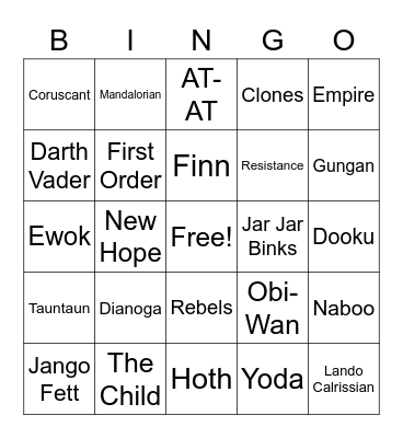 May the 4th Be With You Bingo Card
