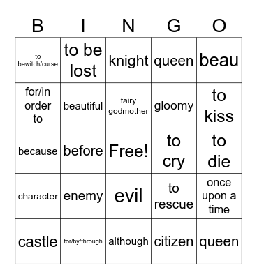 Fairy Tale Vocabulary Bingo Card