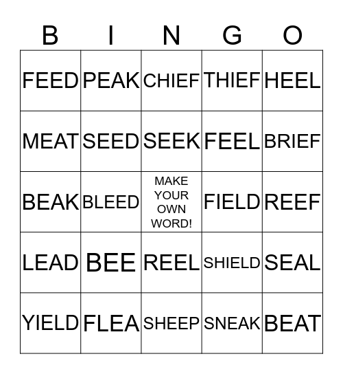 The BEE and the FLEA Bingo Card