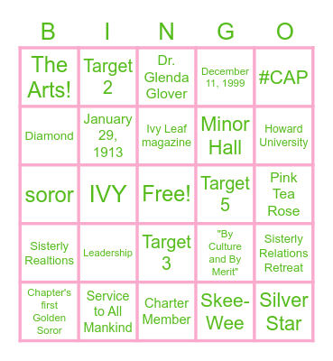 Sister Circle BINGO Card