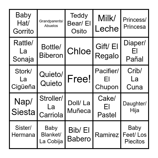 Baby Ramirez Bingo Card