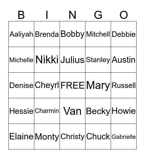 Winningham Bingo Card