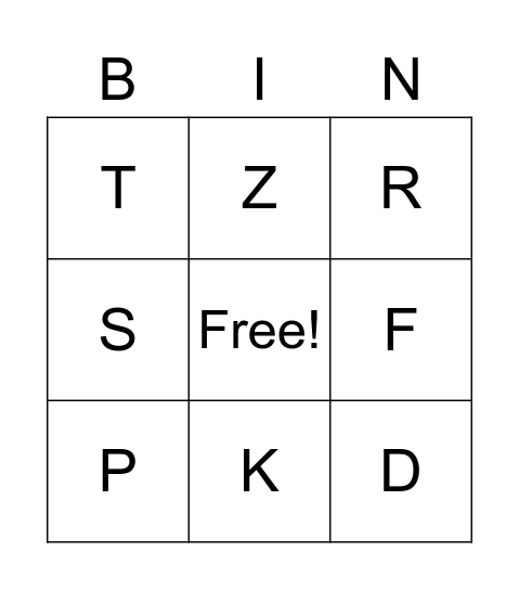 Alphabet Bingo Card