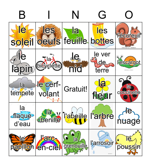 Le printemps Bingo Card