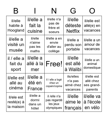 Bingo La Rentrée Bingo Card