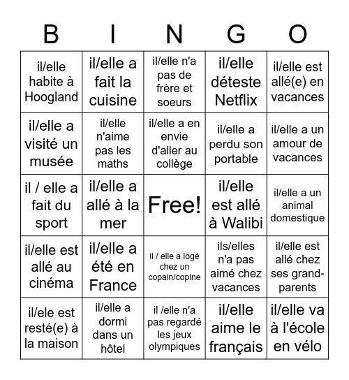 Bingo La Rentrée Bingo Card