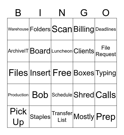 Archive IT Bingo Card