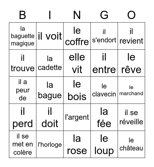 La Belle et La Bête Bingo Card