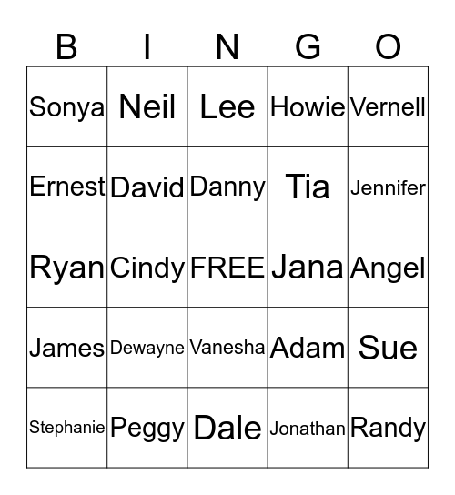Winningham Bingo Card