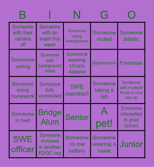 SWE BINGO Card