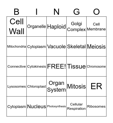 Cells Bingo Card