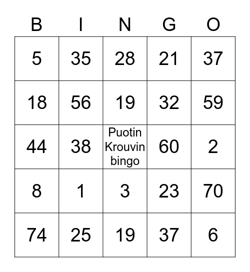 PUOTIN KROUVIN Bingo Card
