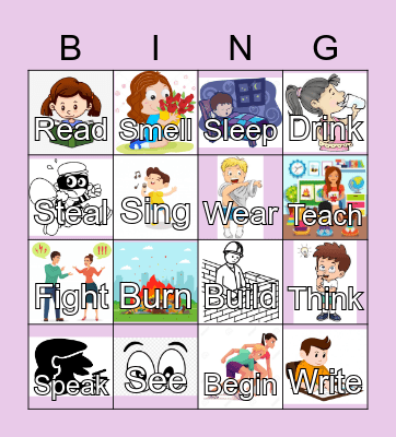 Irregular verbs Bingo Card