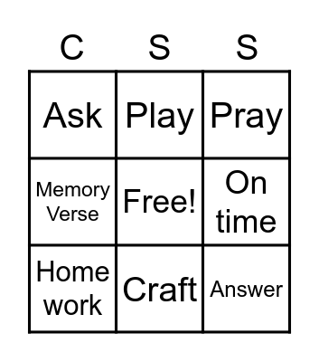 Primary Participation Cardcraft Bingo Card