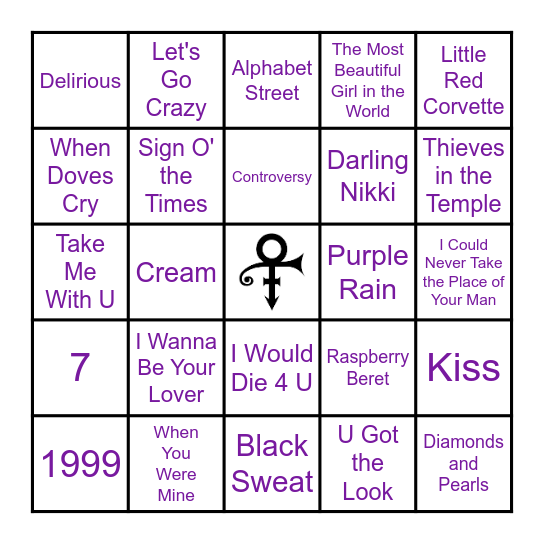 Prince Bingo Card