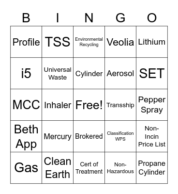 TSS Bingo Card
