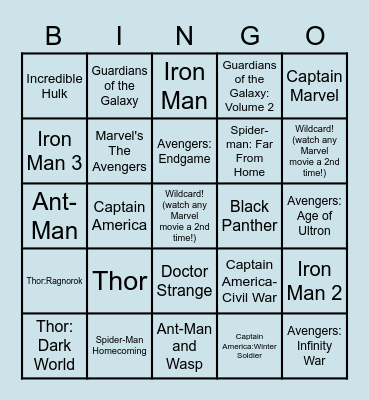 LAB WEEK 2021 - MARVEL MOVIES Bingo Card