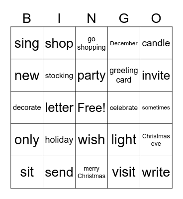 Holiday bingo Card
