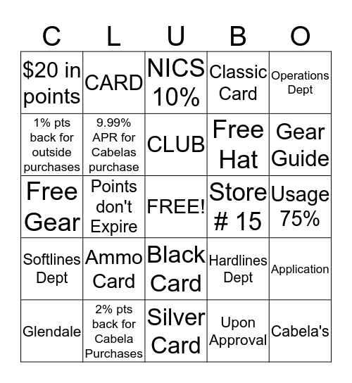 "CLUB-O" Bingo Game  Bingo Card