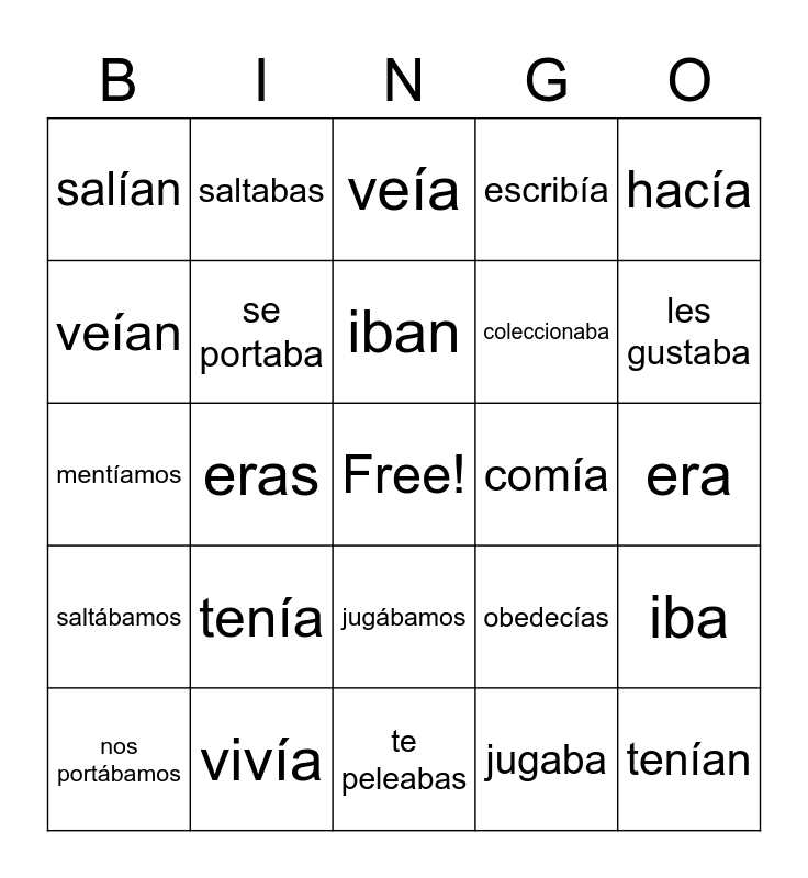 imperfect-tense-bingo-card