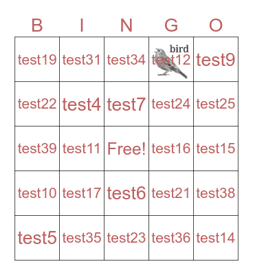 Test Card Bingo Card