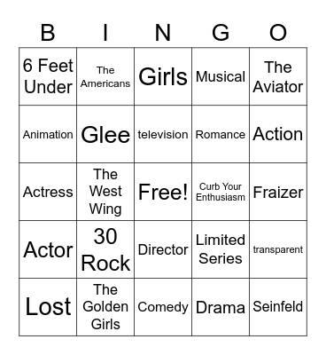 Golden Globes Bingo Card