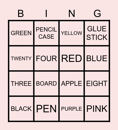 Revision Bingo Card