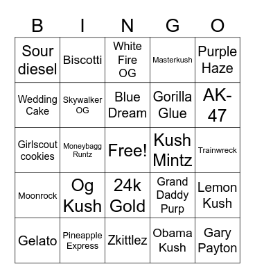 420 BINGO Card