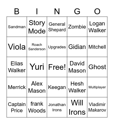 Call of Duty Bingo Card